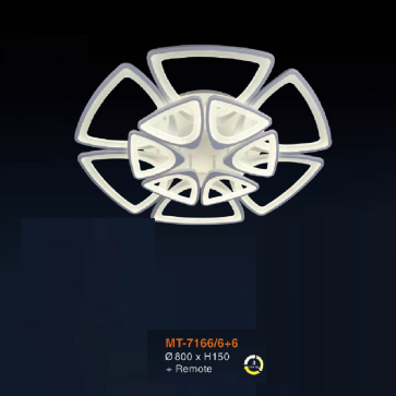 MT - 7166/6+6: Đèn áp trần  LED Mica 12 cánh - KT: Ø800mm x H150mm - Đèn LED đổi 3 màu + Remote