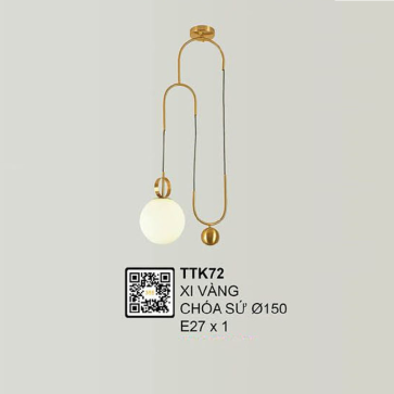 TTK72: Đèn thả chóa sứ - KT: Chóa sứ Ø150mm - Bóng đèn E27 x 1