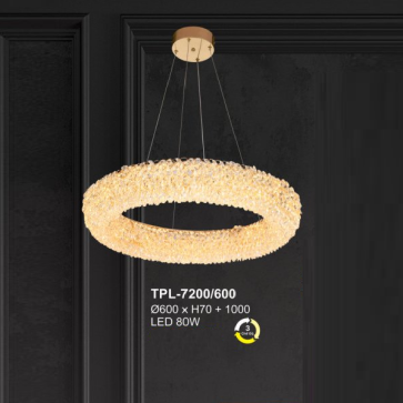 A - TPL - 7200/600: Đèn thả Phale - KT: Ø600mm x H70mm + 1000mm - Đèn LED 80W đổi 3 màu
