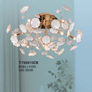 T-7205/10CB: Đèn chùm thả LED  - KT: Ø860mm x H330mm - Bóng đèn LED ánh sáng vàng 3000K