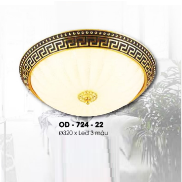 OD - 724-22: Đèn ốp trần xi mạ đồng - KT: Ø320mm - Đèn LED đổi 3 màu