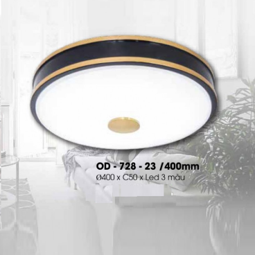 OD - 728-23/400mm: Đèn ốp tường xi mạ đồng - KT: 400mm x H50mm - Đèn LED đổi 3 màu