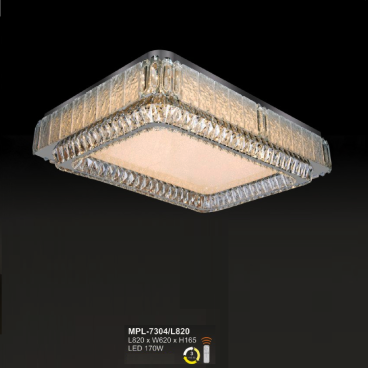 A - MPL - 7304/L820: Đèn áp trần chữ nhật LED Phale - KT: L820mm x W620mm x H165mm - Đèn LED 170W đổi 3 màu