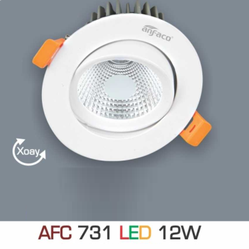 AFC 731 LED 12W: Đèn LED âm trần chiếu điểm 12W - KT: Ø140mm x H55mm - Lổ khoét: Ø120mm - Ánh sáng vàng/trung tính/trắng