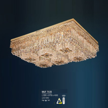 H - MLF 7325: Đèn mâm gắn trần LED Phale chữ nhật- KT: L1000mm x W700mm x H330mm - Đèn LED SMD đổi màu - Remote