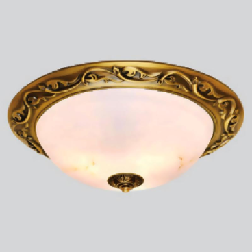 E - BTD - 74: Đèn ốp trần đồng, chao thủy tinh  - KT: Ø310mm - Đèn LED SMD 24W - Ánh sáng đổi 3 màu