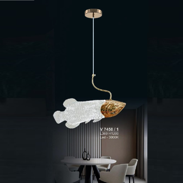 SN - V 7458/1: Đèn thả đơn LED - KT: L360mm x H1200mm - Đèn LED ánh sáng vàng 3000K