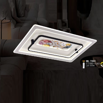 SN - ML7893: Đèn áp trần LED Mica chữ nhật - KT: L920mm x W580mm - Đèn LED 305W - Ánh sáng đổi 3 màu - Remote