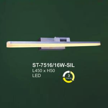 AN - ST - 7516/16W-SIL: Đèn rọi tranh/rọi gương, thân đèn màu bạc - KT: L450mm x H50mm - Đèn LED đổi 3 màu