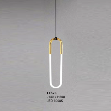 TTK76: Đèn thả đơn vòng LED - KT: L140mm x H500mm - Đèn LED đổi 3 màu