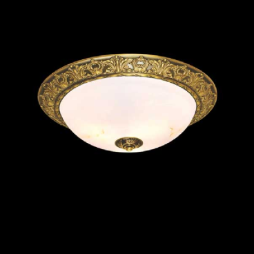 BTD - 77: Đèn ốp trần đồng chao thủy tinh - KT: Ø300mm - Đèn LED 12W x 2 - Ánh sáng đổi 3 màu