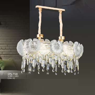 S - CPL 7728: Đèn thả Phale ngang - KT: L800mm x W350mm - Bóng đèn E14 x 12 bóng