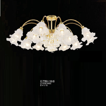 S - CPL 7755/6: Đèn chùm thả 6 tay  - KT: Ø760mm x H320mm - Bóng đèn E14 x 6 bóng