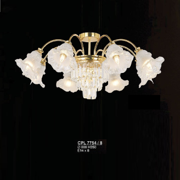 S - CPL 7754/8: Đèn chùm thả 8 tay  - KT: Ø860mm x H350mm - Bóng đèn E14 x 8 bóng