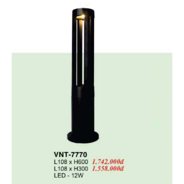 VNT -7770: Đèn trụ sân vườn LED 12W - KT: L108mm x H600mm