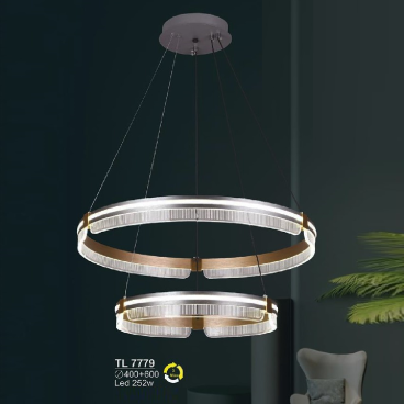 SN - T 7779: Đèn thả 2 vòng  LED - KT: Ø400+Ø600)mm - Đèn LED 252W ánh sáng đổi 3 màu