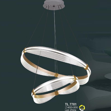 SN - T 7781: Đèn thả 2 vòng  LED - KT: Ø400mm+Ø600mm - Đèn LED 252W ánh sáng đổi 3 màu