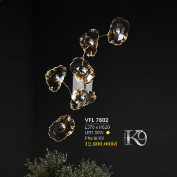 VFL 7802: Đèn gắn tường Phale LED - KT: L370mm x H620mm - Đèn LED 30W ánh sáng vàng