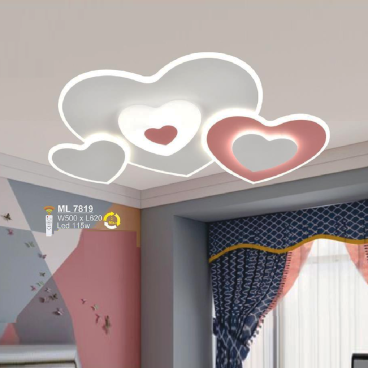 S - ML 7819: Đèn áp trần LED  Mica - KT: L620mm x W500mm - Đèn LED 115W - ánh sáng đổi 3 màu - Remote