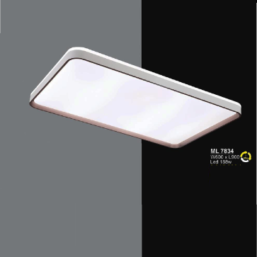 SN - ML 7834:  Đèn áp trần LED Mica chữ nhật - KT: L900mm x W600mm - Đèn LED 188W - Ánh sáng đổi 3 màu