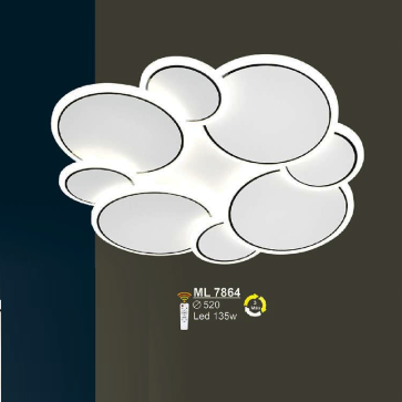 SN - ML 7864: Đèn áp trần LED Mica - KT: Ø520mm - Đèn LED 135W - Ánh sáng đổi 3 màu - Remote