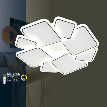 ML 7866: Đèn áp trần LED Mica - KT: Ø550mm - Đèn LED 155W - Ánh sáng đổi 3 màu - Remote