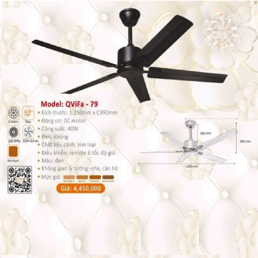 QViFa - 79: Quạt trần 5 cánh kim loại