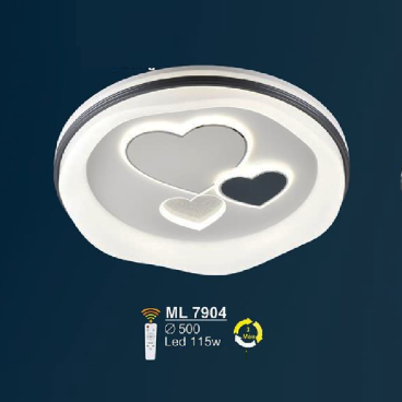 ML 7904: Đèn áp trần LED  Mica - KT: Ø500mm - Đèn LED 115W - ánh sáng đổi 3 màu - Remote