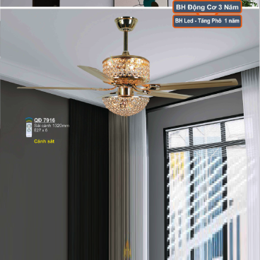 QD 7916: Quạt trần đèn 5 cánh sắt