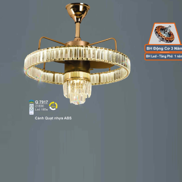 Q 7917: Quạt trần đèn Phale LED đổi màu