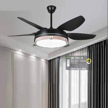 QD 7933/6: Quạt trần 6 cánh nhựa ABS, đèn LED đổi 3 màu