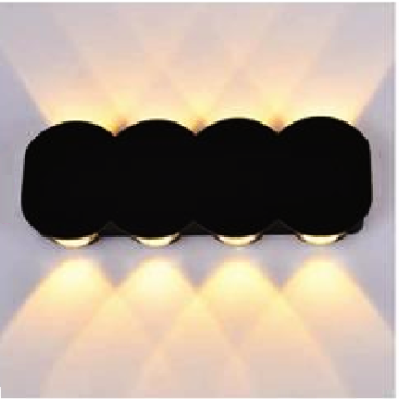 AN - VL - 8102/8 - BK: Đèn gắn tường ngoài trời - KT: L210mm x H80mm - Đèn LED 8W, ánh sáng vàng 3500K