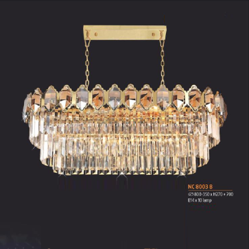 NC 8003B : Đèn thả Phale - KT: L800mm x W350mm x H270mm +700mm  - Đèn E14 x 10 bóng