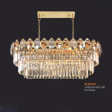 NC 8003B : Đèn thả Phale - KT: L800mm x W350mm x H270mm +700mm  - Đèn E14 x 10 bóng
