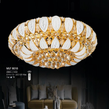 H - MLF 8010: Đèn áp trần Phale, 79 Hạt Phale - KT:  Ø800mm x H400mm - Đèn LED SMD đổi màu + Đèn chân E14 x 13 bóng - Remote
