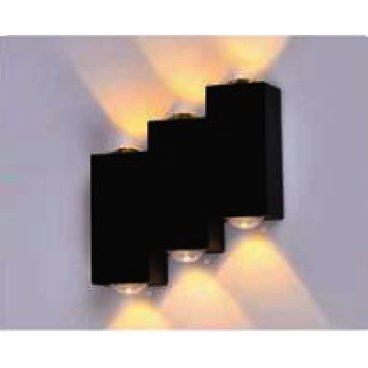 AN - VL - 8104/6 - BK: Đèn gắn tường ngoài trời -  KT: L120mm x H120mm - Đèn LED 6W ánh sáng vàng 3000K
