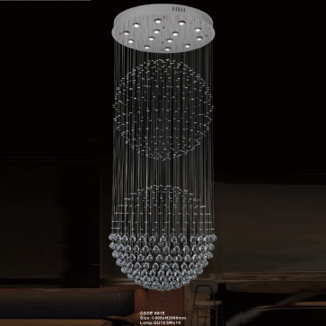 CODE: 8015:  Đèn thả dây Hạt Phale - KT: Ø800mm x H2000mm - Đèn LED GU 10 5W x 14 bóng