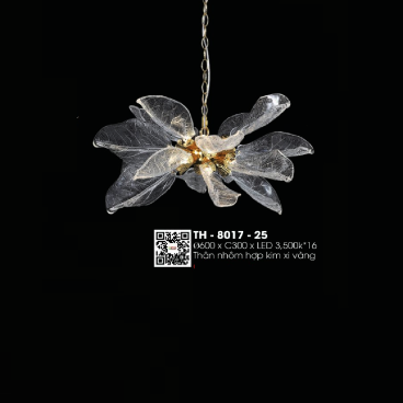 TH - 8017-25: Đèn thả  - KT: Ø600mm x H300mm - Bóng Đèn LED x16 bóng ánh sáng vàng 3500K