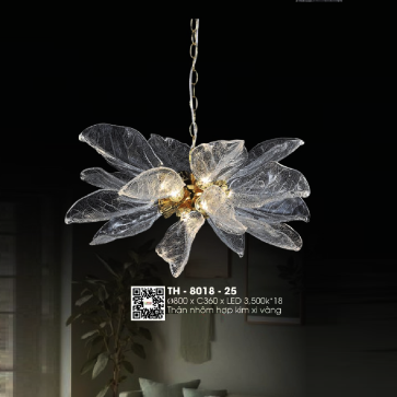 TH - 8018-25: Đèn thả - KT: Ø800mm x H360mm - Bóng Đèn LED x18 bóng ánh sáng vàng 3500K