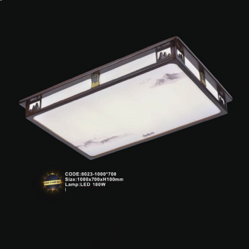 CODE: 8023-1000*700: Đèn áp trần LED - KT: L1000mm x W700mm x H100mm - Đèn LED 180W  ánh sáng đổi 3 màu