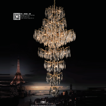 TH - 8028-25: Đèn thả LED Phale K9 - KT: Ø1000 mm x H2100mm - Bóng Đèn LED G9 x 54 bóng