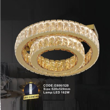 CODE: E806/520: Đèn áp trần LED - KT: 620mm x 620mm - Đèn LED 162W ánh sáng đổi 3 màu