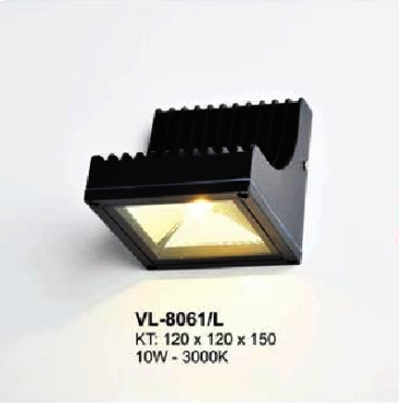 AN - VL - 8061/L: Đèn gắn tường ngoài trời - KT: L120mm x W120mm x H150mm - Đèn LED 10W ánh sáng vàng 3000K