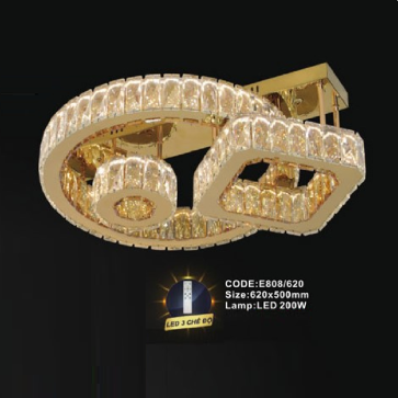 CODE: E808/620: Đèn áp trần LED - KT: 620mm x 500mm - Đèn LED 200W ánh sáng đổi 3 màu