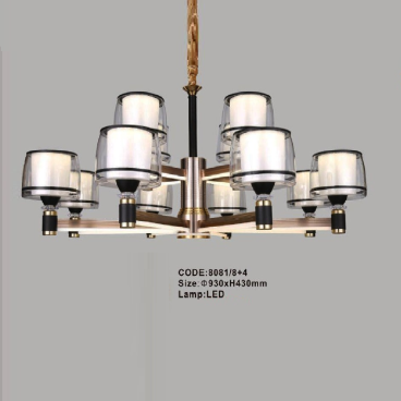 CODE: 8081/8+4: Đèn chùm LED 12 tay - KT: Ø930mm x H430mm - Đèn LED đổi 3 màu