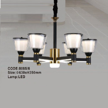 CODE: 8085/6: Đèn chùm LED 6 tay - KT: Ø630mm x H350mm - Đèn LED đổi 3 màu