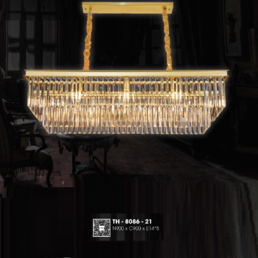 TH - 8086 - 21: Đèn thả Phale gắn ngang - KT: L900mm x H900mm - Bóng đèn E14 x 8 bóng