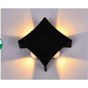 AN - VL - 8087/4-BK: Đèn gắn tường ngoài trời - KT: L100mm x H100mm - Đèn LED 4W ánh sáng vàng 3000K