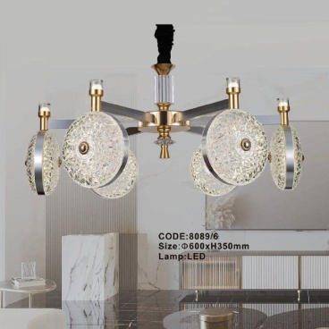 CODE: 8089/6: Đèn chùm LED 6 tay - KT: Ø600mm x H350mm - Đèn LED đổi 3 màu