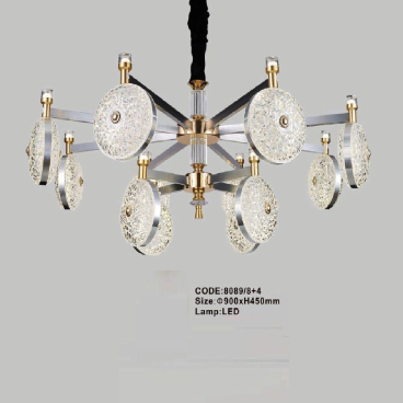 CODE: 8089/8+4: Đèn chùm LED 12 tay - KT: Ø900mm x H450mm - Đèn LED đổi 3 màu